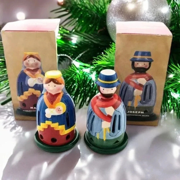 Villeroy & Boch Christmas Candle Holder Lot 2 Mary & Joseph Christian Na… - Picture 1 of 9